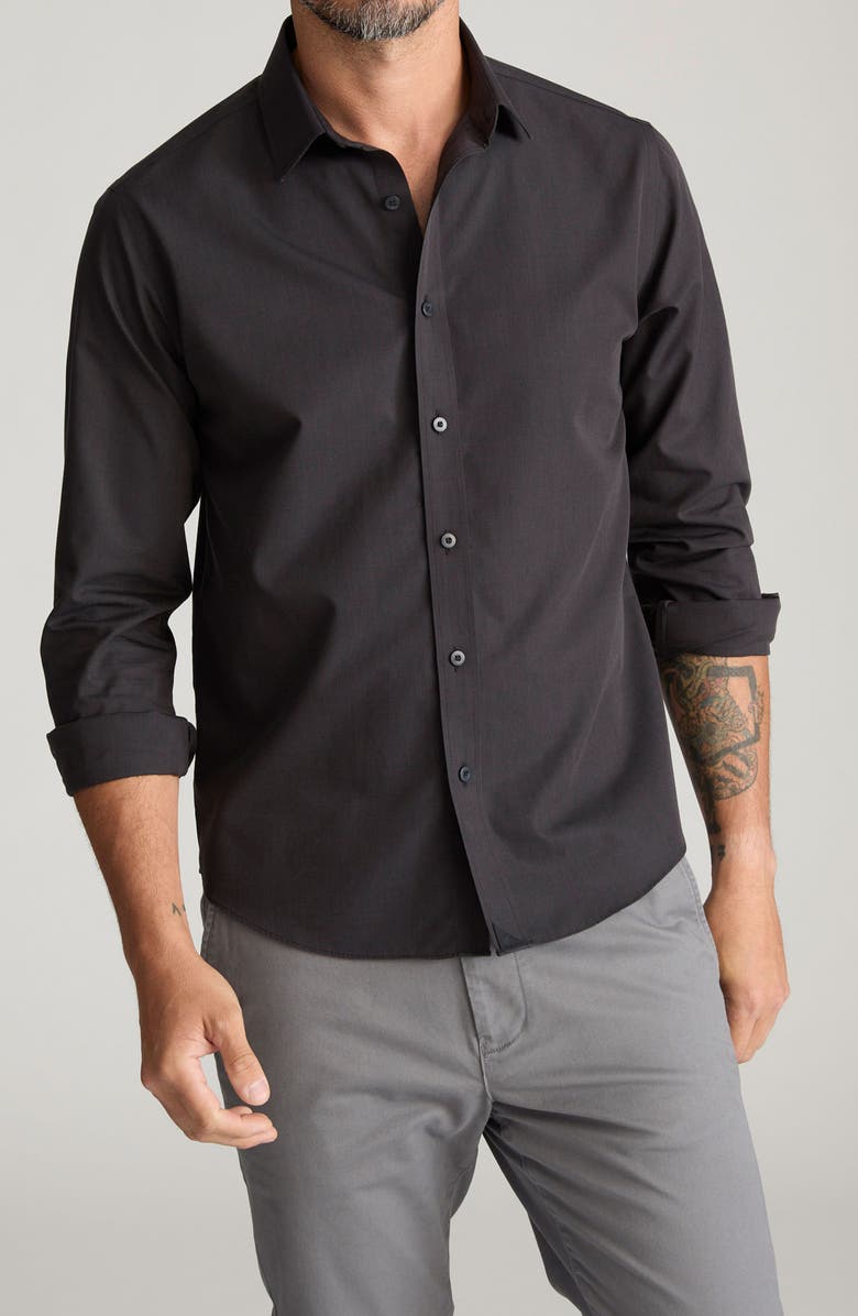 UNTUCKit Black Stone Wrinkle Free Cotton Button-Up Shirt, Main, color, Black