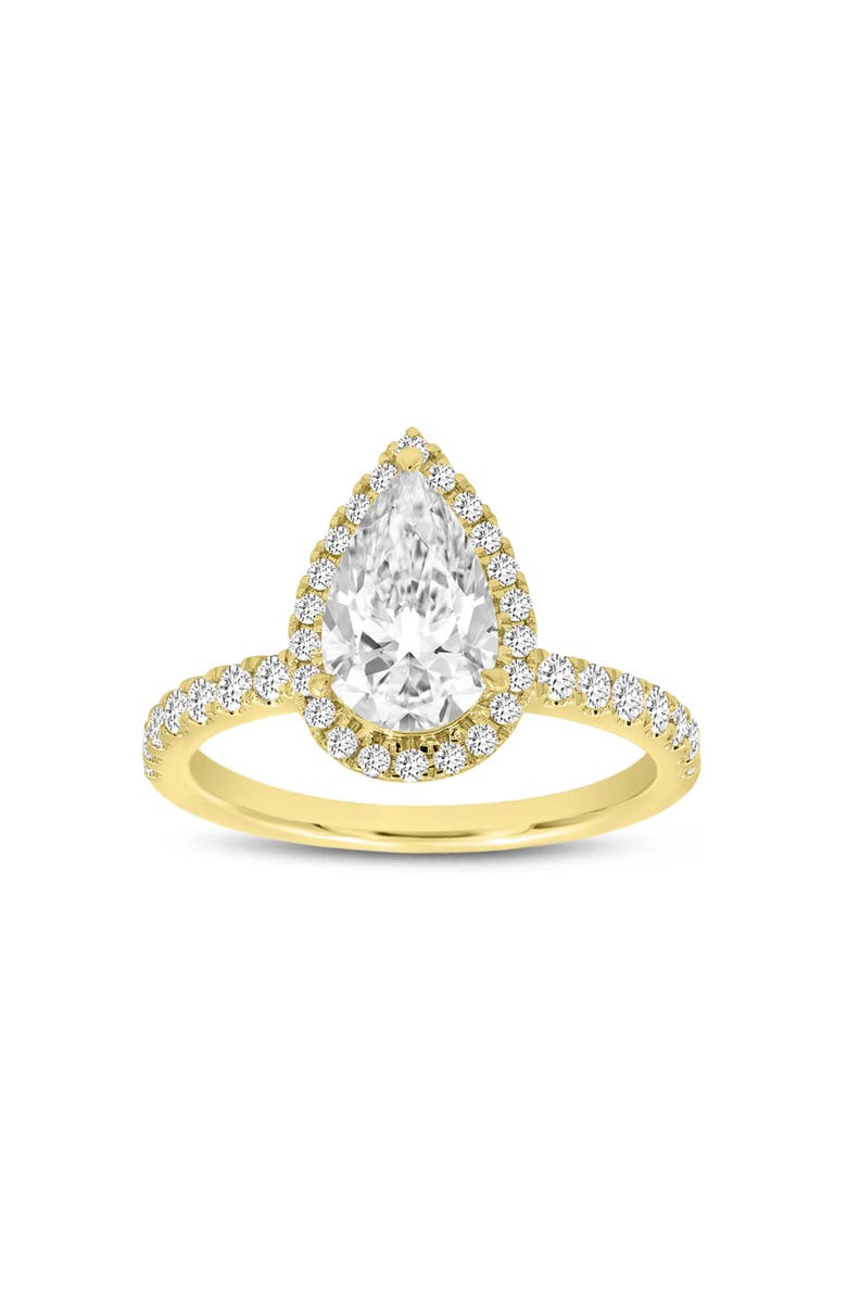 LuvMyJewelry Noor 14K Yellow Gold Pear Lab Grown Diamond Halo Engagement Ring - 2.0 Ct, Main, color, 14K Yellow Gold