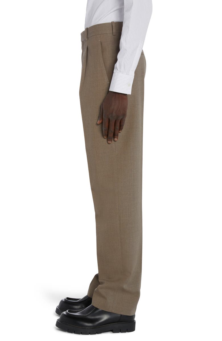Bottega Veneta Pleated Multicolor Wool Twill Dress Pants, Alternate, color, Grey/ Ochre Melange