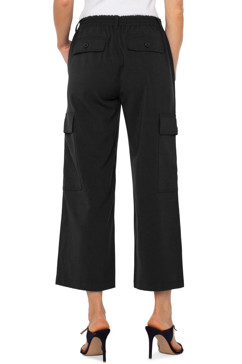 High Waist Crop Wide Leg Cargo Pants, Alternate, color, BLACK