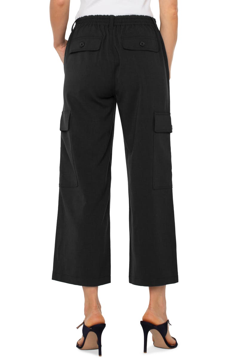 Liverpool Los Angeles High Waist Crop Wide Leg Cargo Pants, Alternate, color, Black