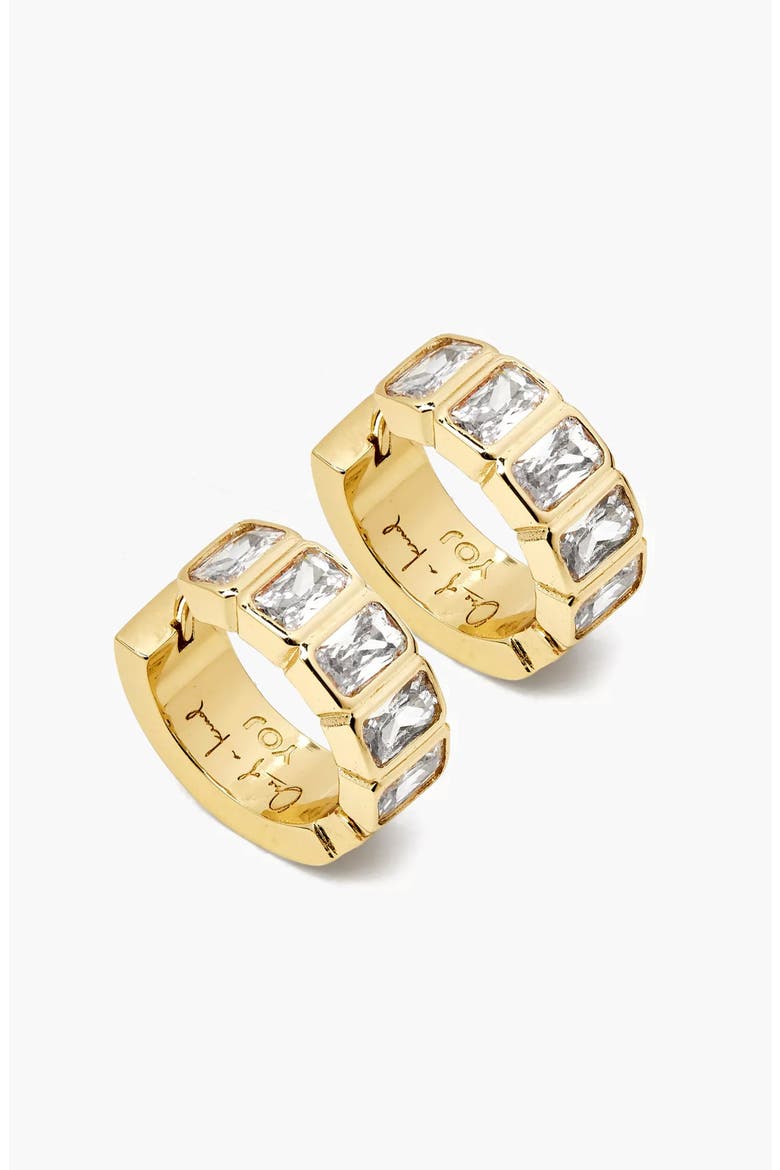 Kwarlo Mini Pave Hoop Earrings In Gold And Crystals, Alternate, color, Gold