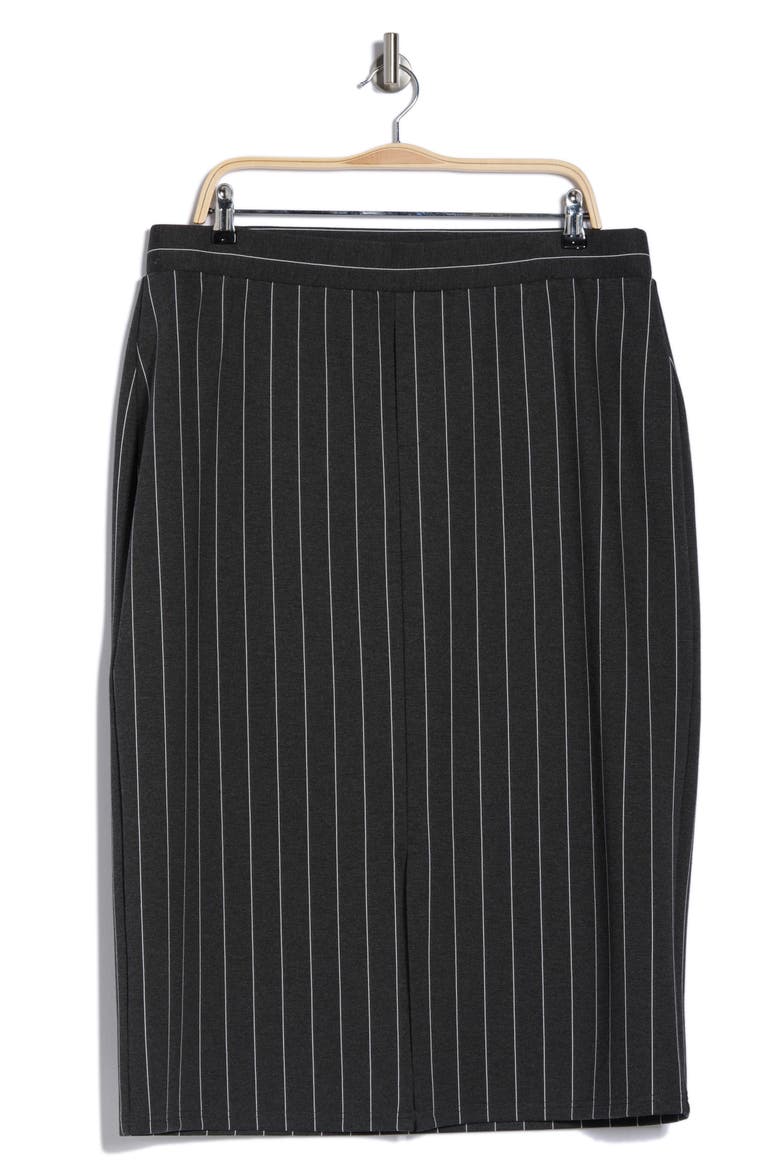 Kim Ponte Pencil Skirt, Alternate, color, CHARCOAL GREY/ WHITE PINSTRIPE