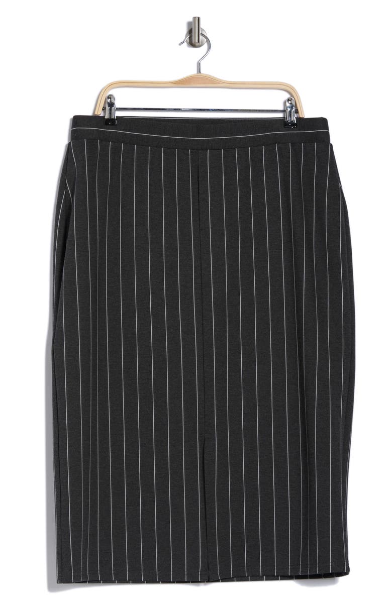 BY DESIGN Kim Ponte Pencil Skirt, Alternate, color, Charcoal Grey/ White Pinstripe
