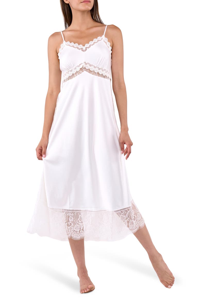 Skyler Stretch Satin Nightgown, Main, color, IVORY