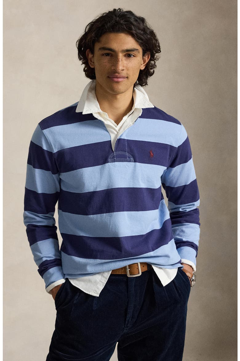 Striped Cotton Rugby Shirt, Alternate, color, BLUE MULTI