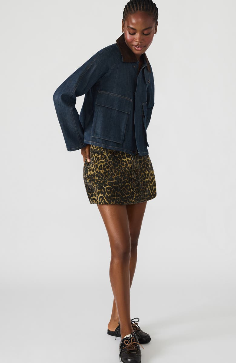 Steve Madden Simona Leopard Print Denim Miniskirt, Alternate, color, Hot Spots Print