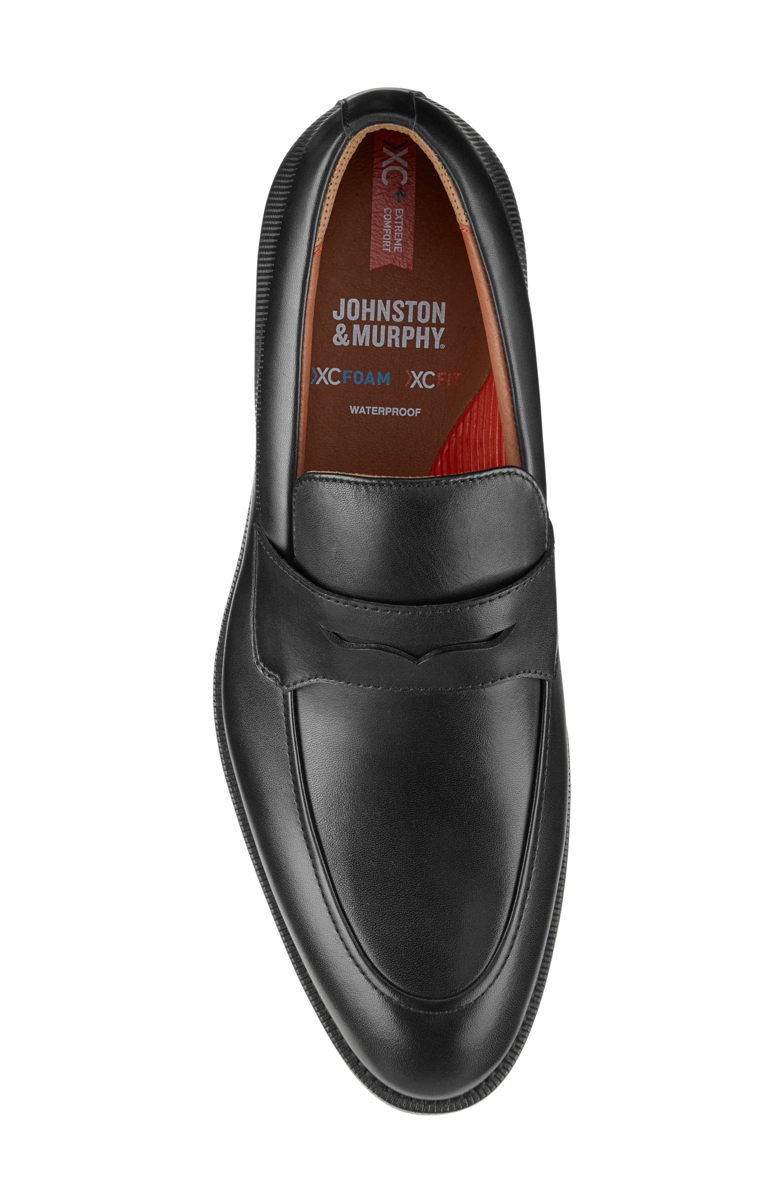 Johnston & Murphy Copley XC+ Waterproof Penny Loafer, Alternate, color, Black Waterproof Full Grain