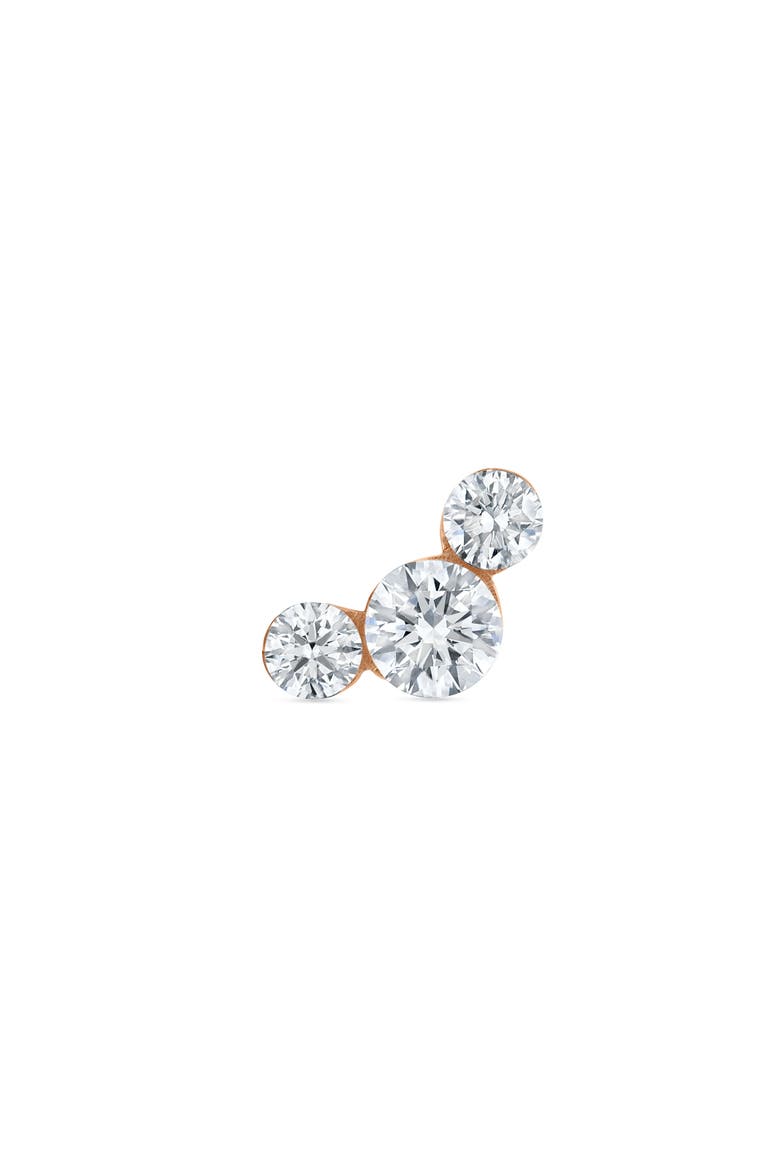 Invisible Setting Three Diamond Stud Earring, Alternate, color, WHITE GOLD