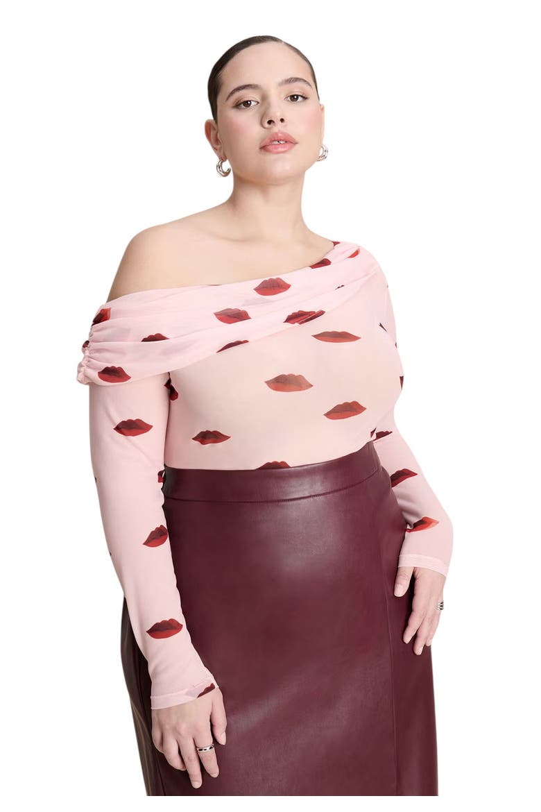 Lip Print Mesh Top, Main, color, LIPS PRINT