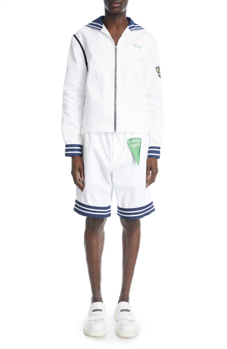 KENZO Sailor Logo Appliqué Cotton Jacket, Alternate, color, 