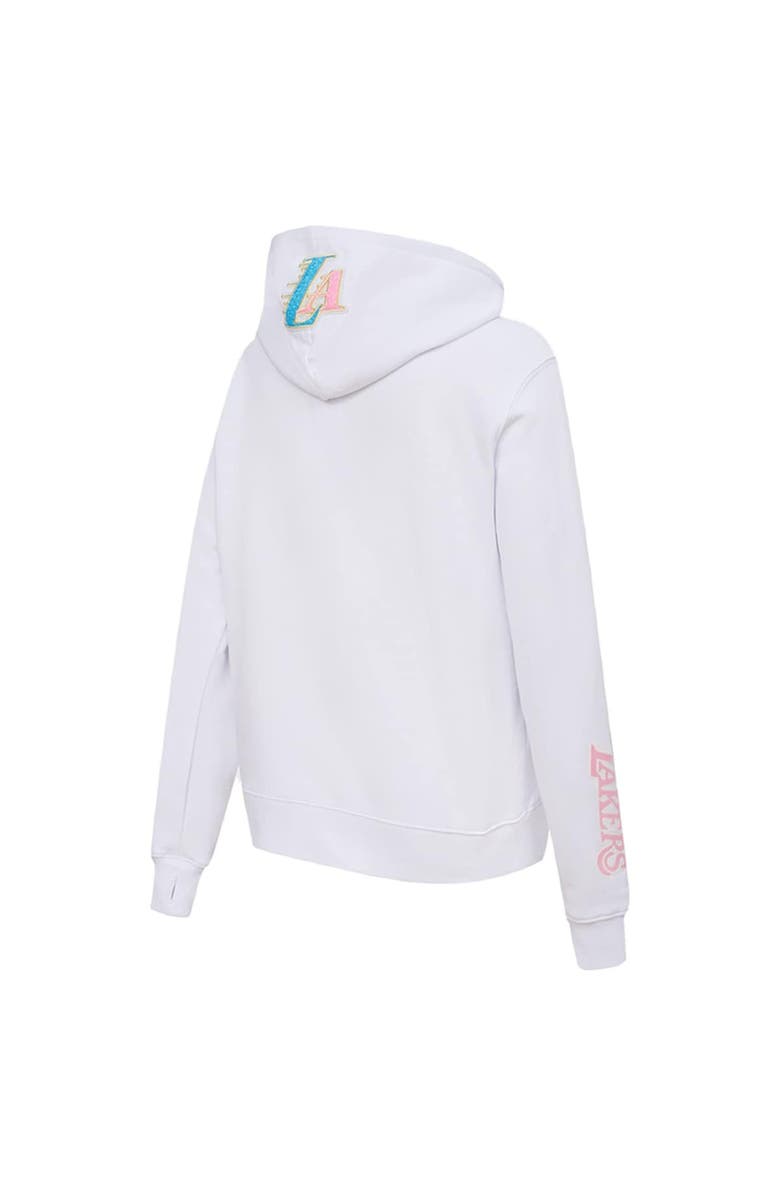 PRO STANDARD Women's Pro Standard  White Los Angeles Lakers Washed Neon Pullover Hoodie, Alternate, color, 