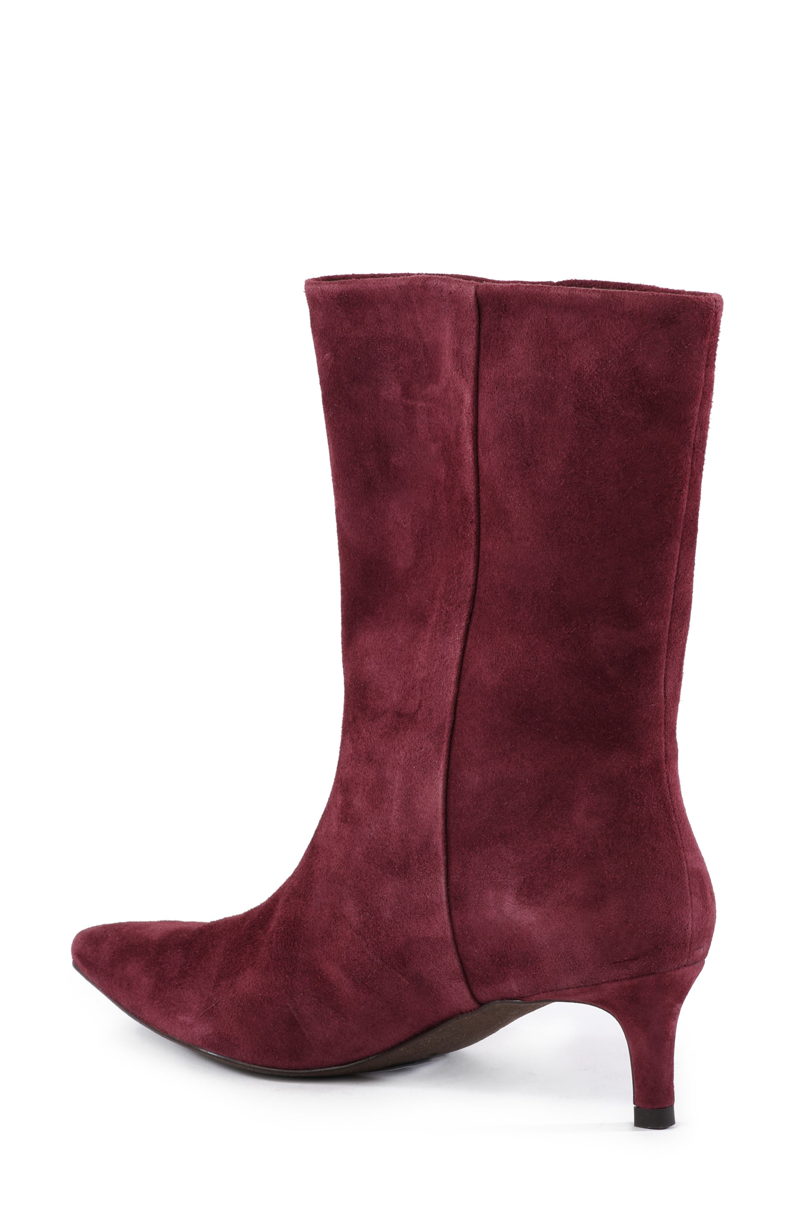 Game Changer Pointed Toe Kitten Heel Boot, Alternate, color, MAHOGANY SUEDE