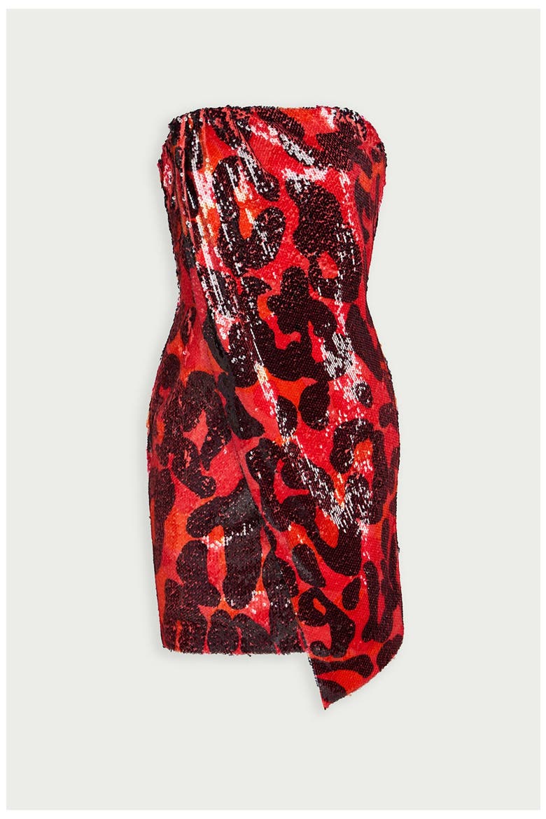 Ari Dress In Printed Sequin, Alternate, color, Leopard Degrade