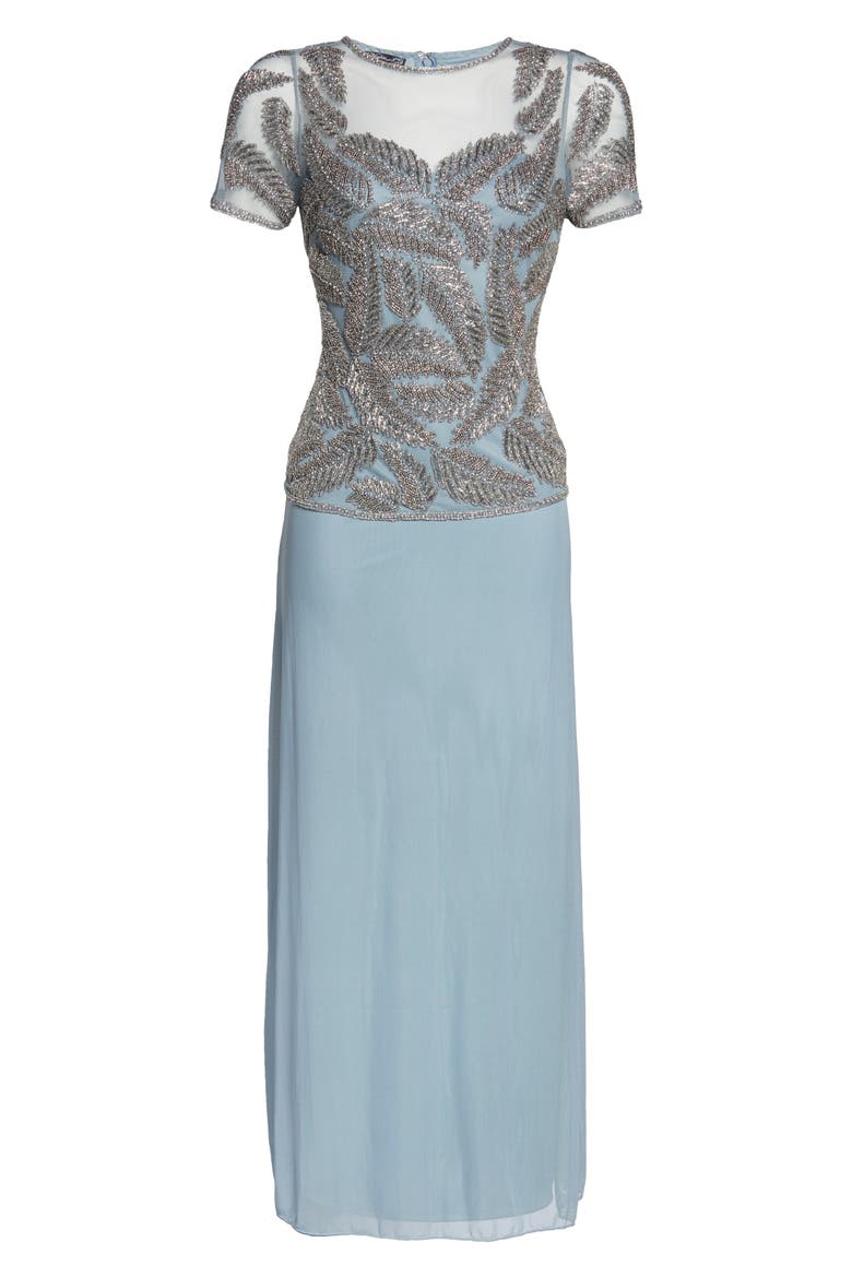 Beaded Leaf Mock Two-Piece Gown, Alternate, color, LT. BLUE