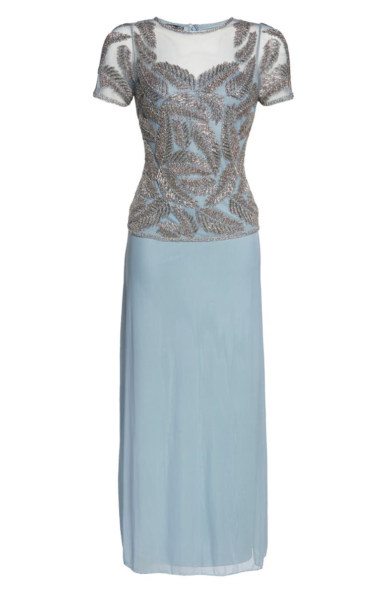 Pisarro Nights Beaded Leaf Mock Two-Piece Gown, Alternate, color,