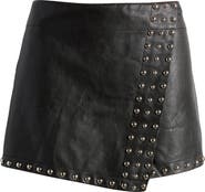 Free People Emmy Studded Faux Leather Miniskort