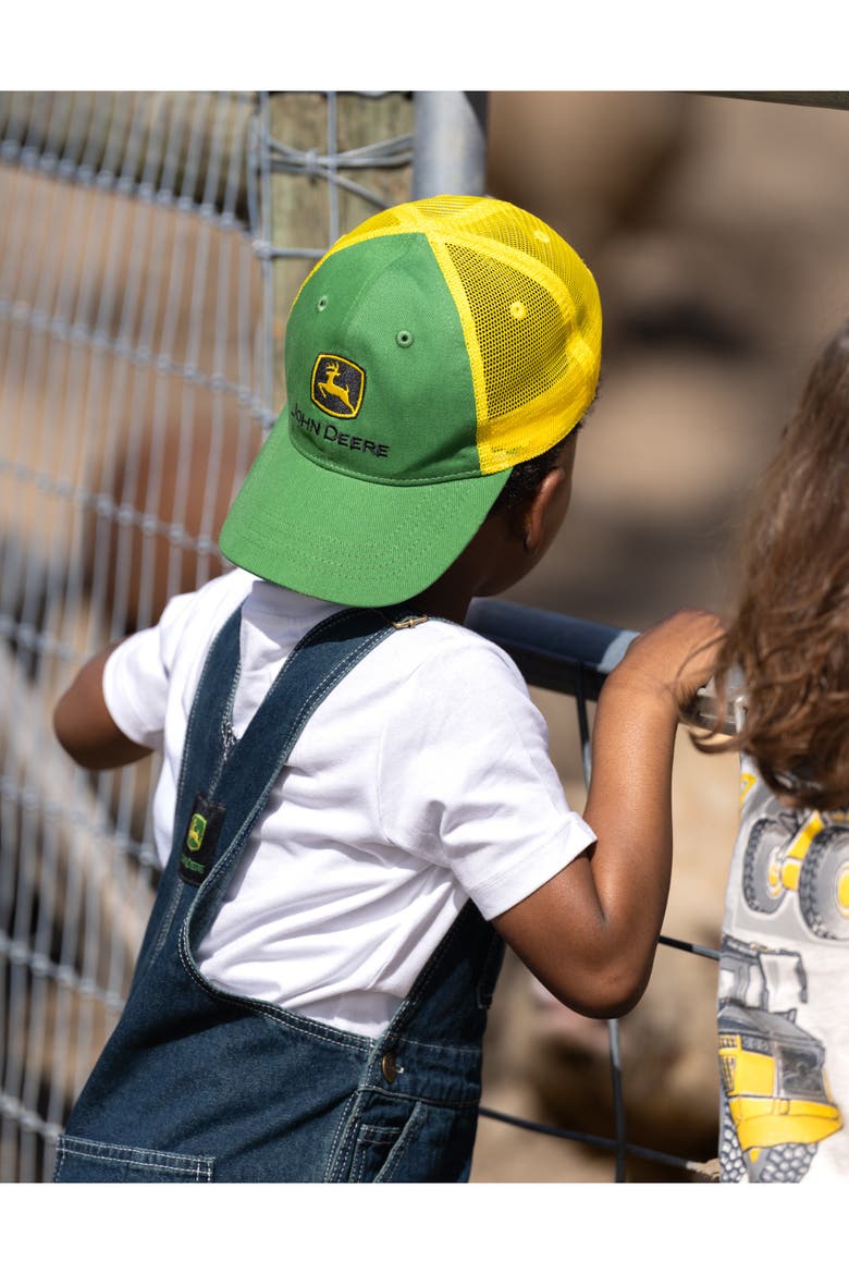 Boys' Snapback Trucker Baseball Cap, Alternate, color, Green Yellow Logo