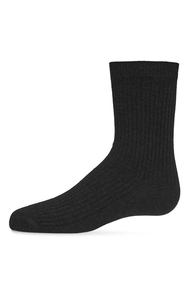 MeMoi Ribbed Rich Crew Socks, Main, color, Black