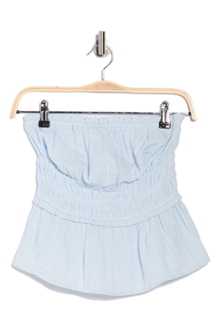 Strapless Ruffle Gauze Top, Alternate, color, BLUE BIRD