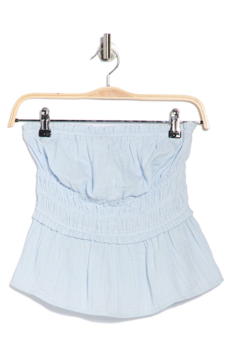 Abound Strapless Ruffle Gauze Top, Alternate, color, Blue Bird