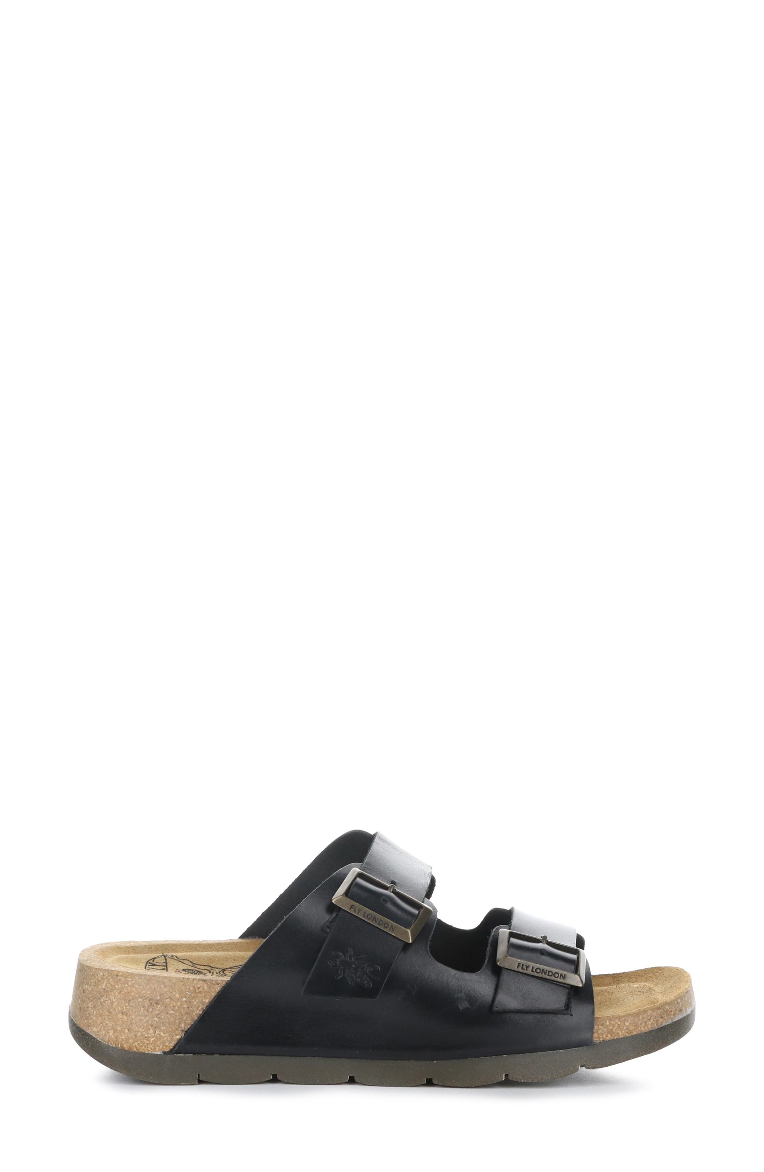 Fly London Caja Double Slide Sandal, Alternate, color, 000 Black Bridle