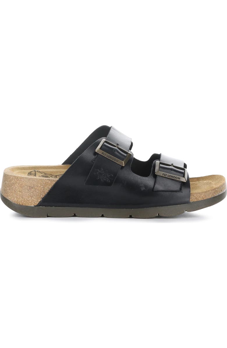Fly London Caja Double Slide Sandal, Alternate, color, 000 Black Bridle