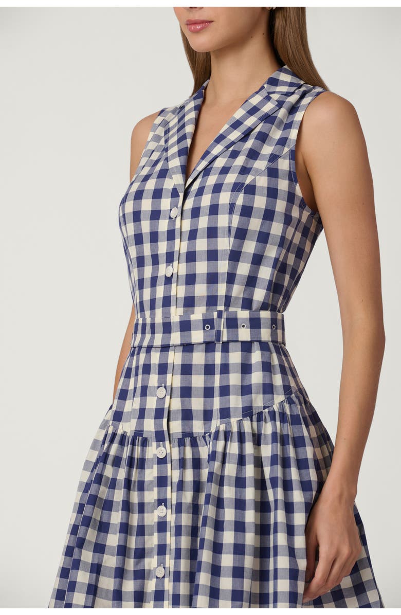 Shoshanna Gingham Natalia Dress, Alternate, color, Navy/Optic