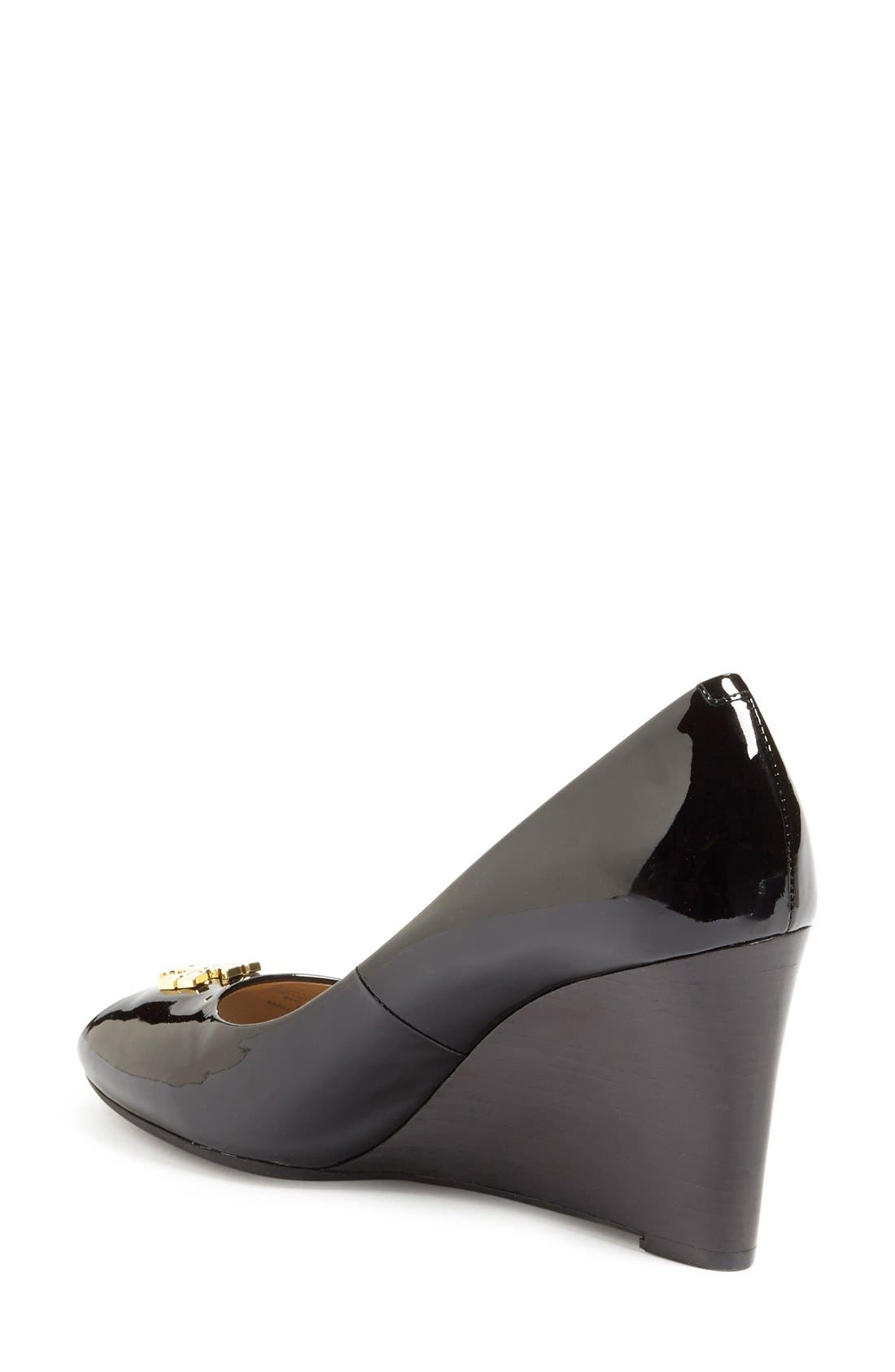 'Jade' Peep Toe Wedge (Nordstrom Exclusive), Alternate, color, BLACK PATENT LEATHER