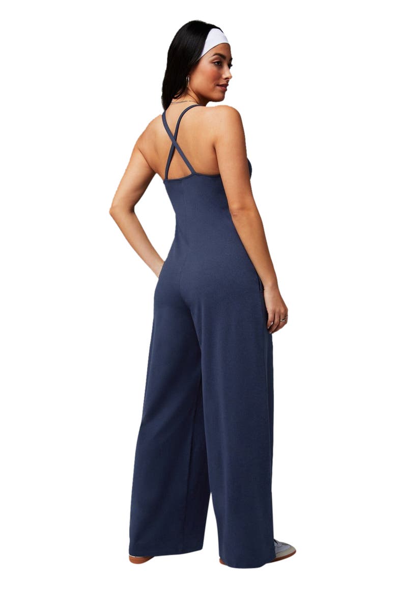 Women's Cloud Jersey Wide Leg Jumpsuit, Alternate, color, Deep Navy Heather