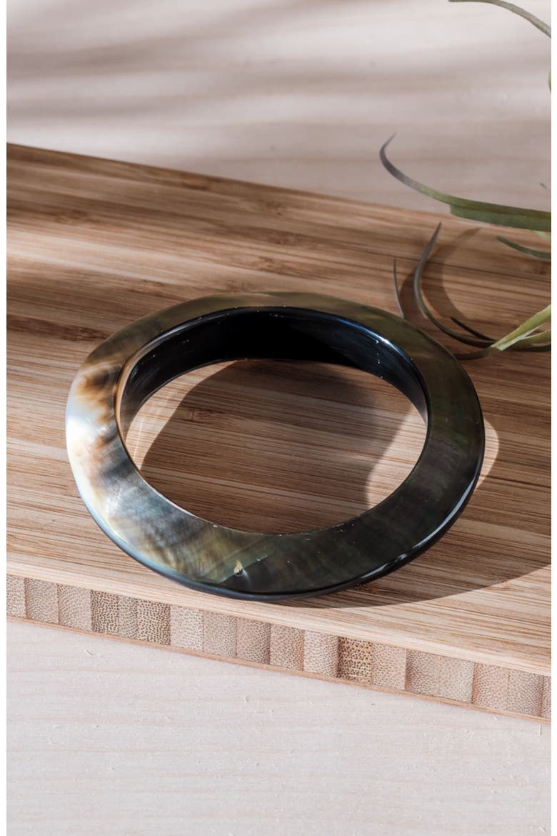 Mother-of-Pearl Bangle Bracelet, Alternate, color, Black