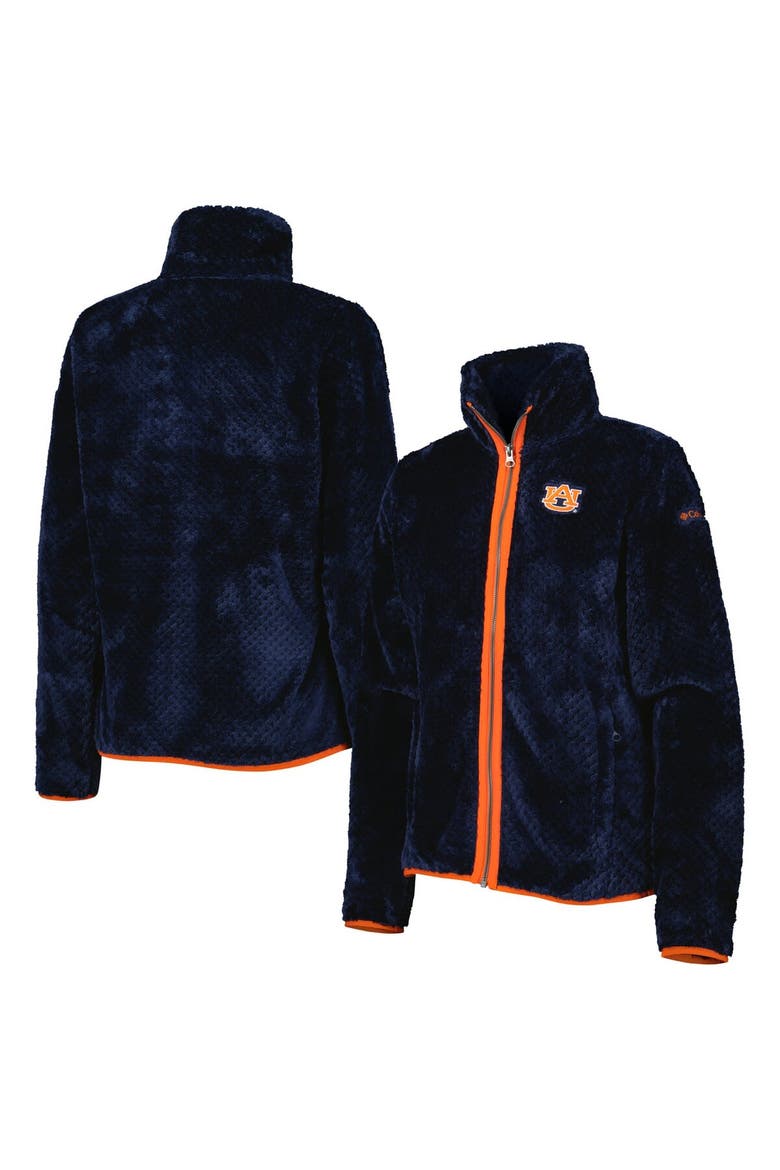 Women's Columbia Navy Auburn Tigers Fireside II Sherpa Full-Zip Jacket, Main, color, Navy