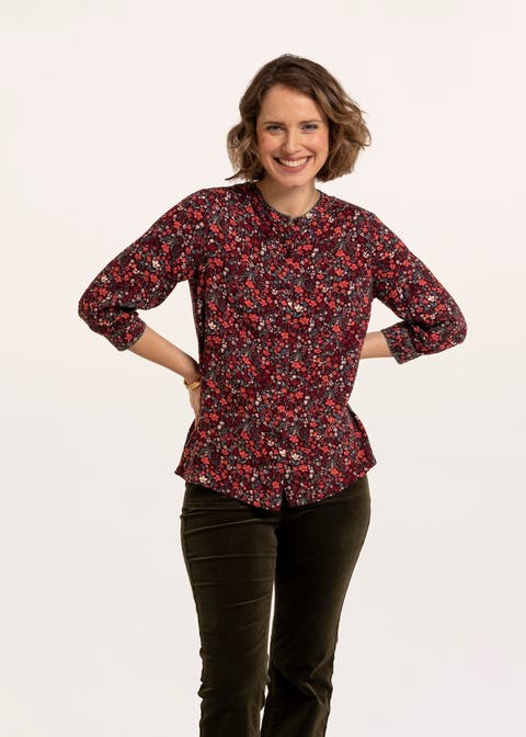 Sara Button Down Printed Blouse