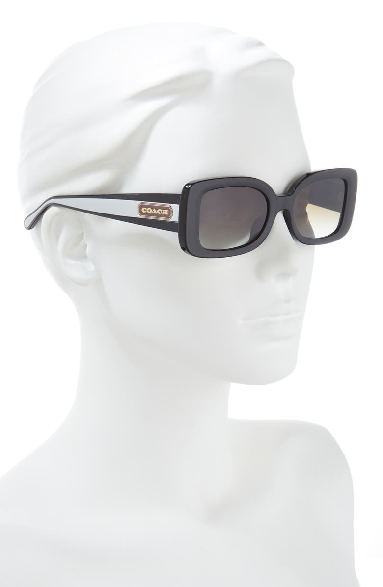 COACH 51mm Rectangle Sunglasses, Alternate, color, Black