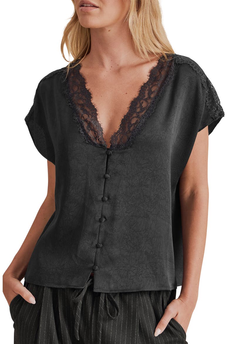 Adalyn Lace Trim Top, Main, color, BLACK