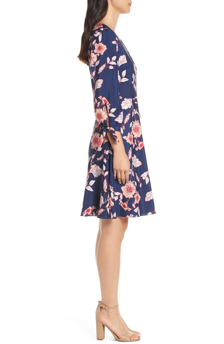 Eliza J Floral Print Faux Wrap Dress, Alternate, color,