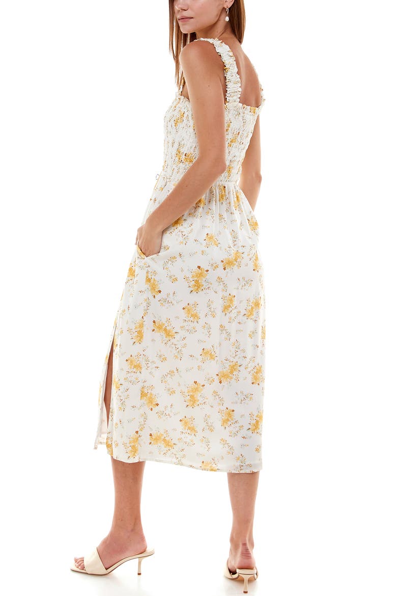 Rashida Smocked Sundress, Alternate, color, IVORY FLORAL