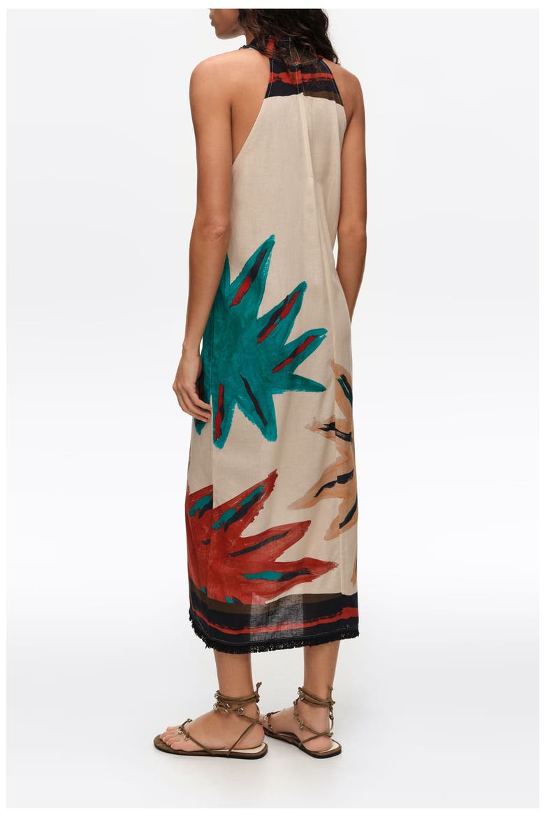 Positional Sun Fringed Midi Wrap Dress, Alternate, color, SUN POSITIONAL