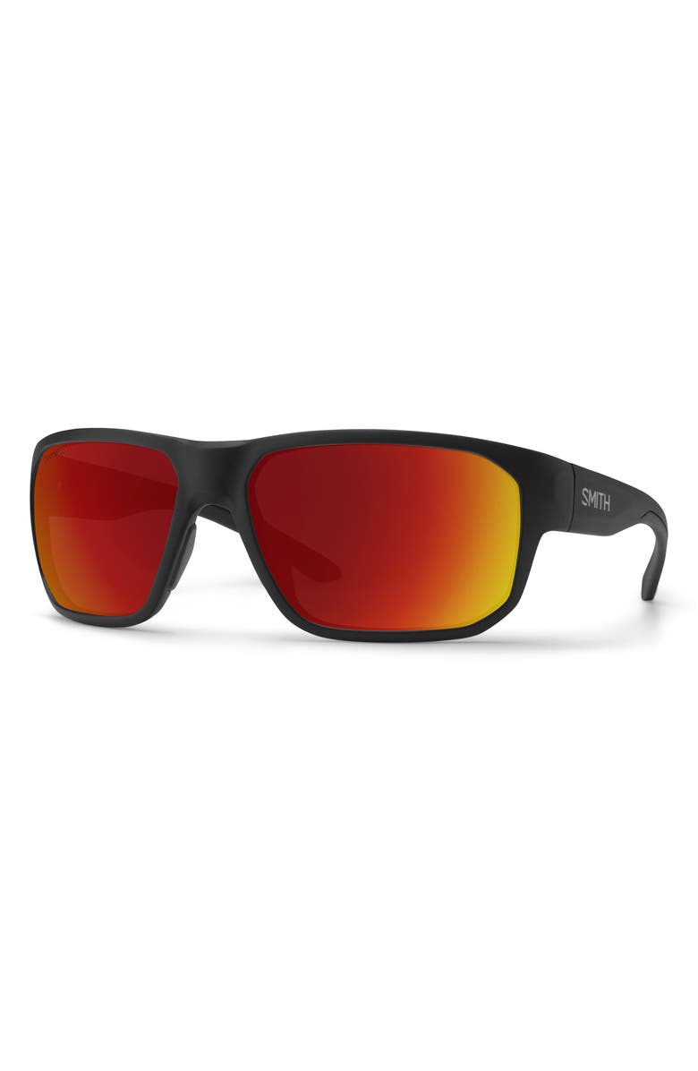 Smith Arvo 61mm ChromaPop<sup>™</sup> Polarized Wraparound Sunglasses, Alternate, color, Matte Black / Chromapop Red