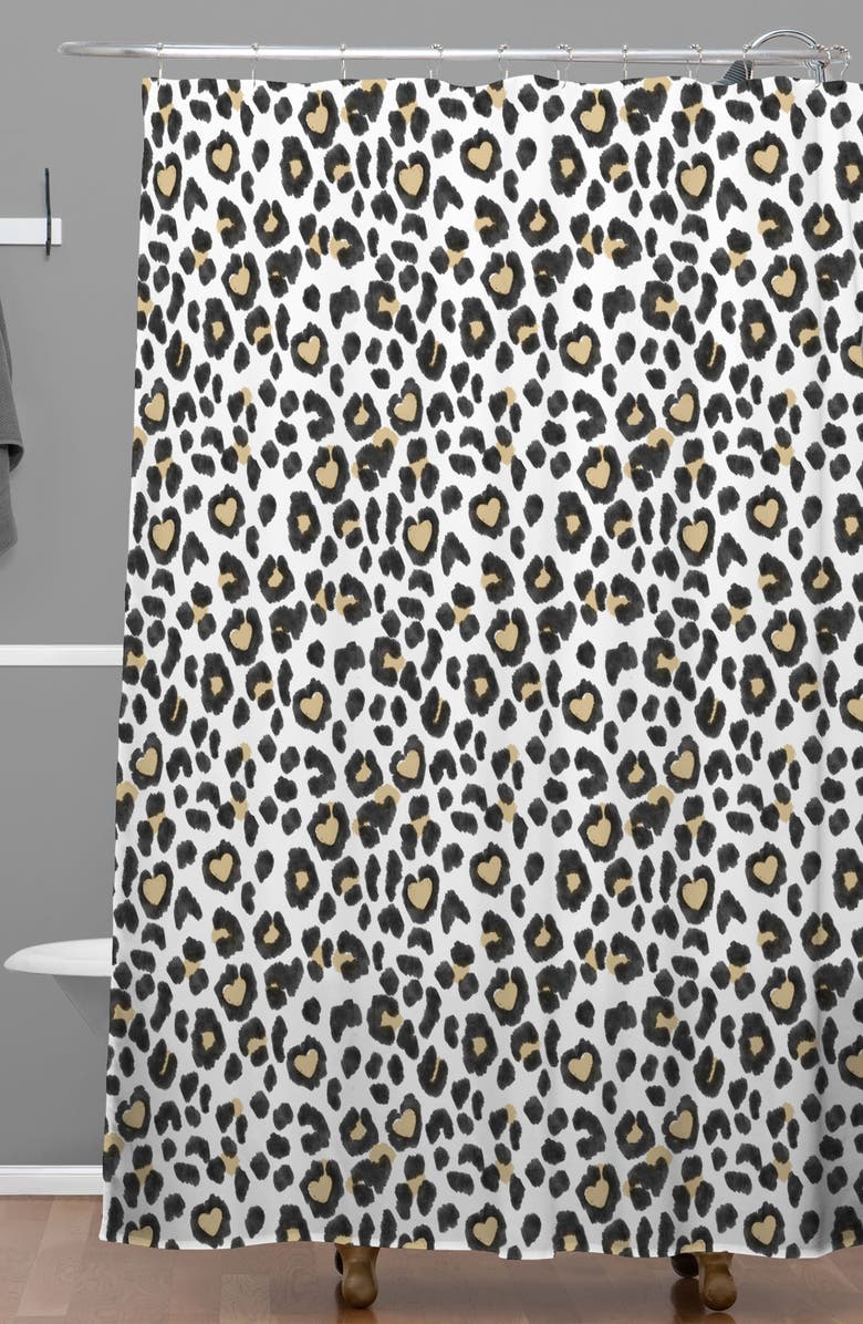 Deny Designs Dash Ash Leo Heart Shower Curtain, Alternate, color,