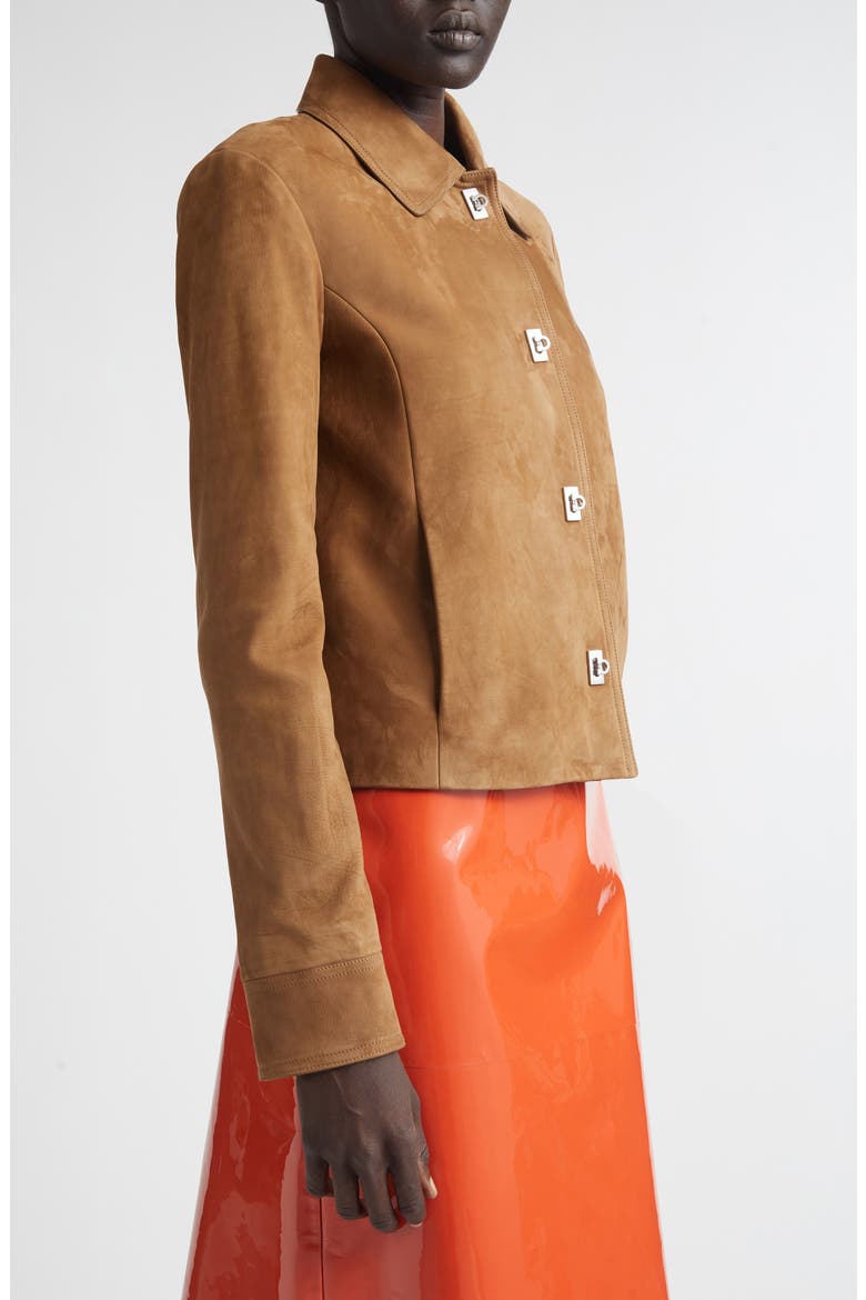Boxy Nubuck Jacket, Alternate, color, CLAY