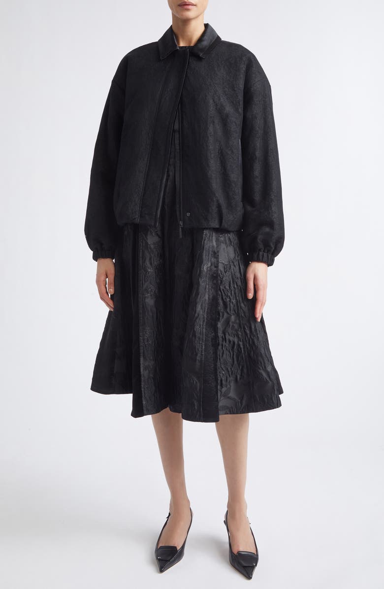 Jason Wu Collection Textured Fray Jacquard Jacket, Alternate, color, Black