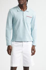 Thom Browne Cotton Jersey Pocket Long Sleeve Polo