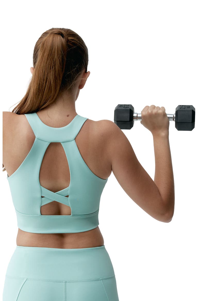 Ariadna Medium-Support Seamless Sports Top, Alternate, color, Greece Blue