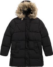Sam Edelman Kids' Expedition Puffer Parka with Faur Fur Trim Hood