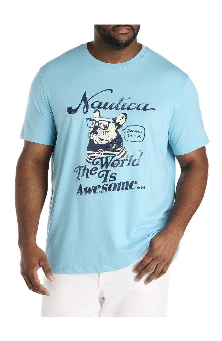 Nautica Big & Tall The World is Awesome Graphic Tee, Main, color, Milky Blue