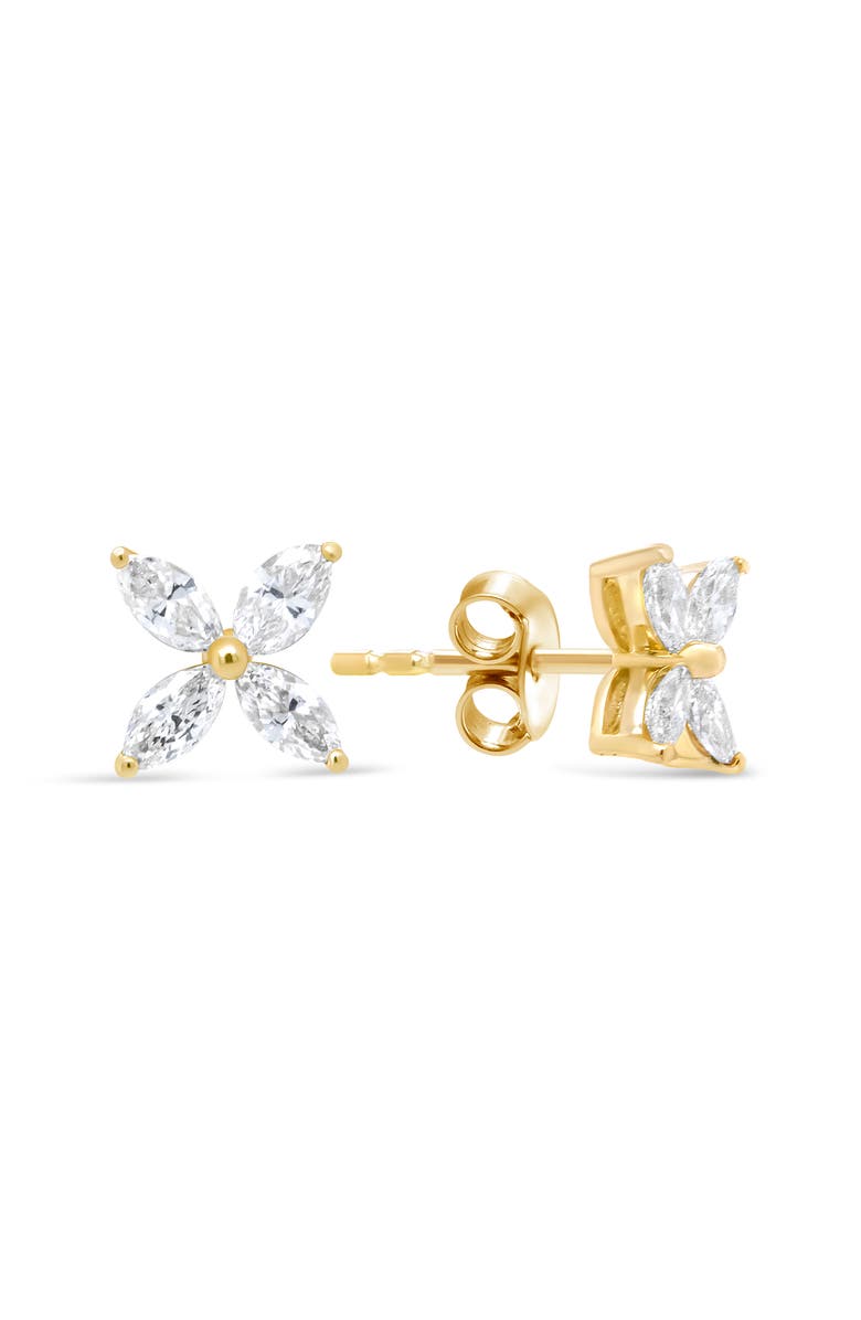 Haus of Brilliance 14K Yellow Gold 3/4 Ct Marquise Diamond 8 Stone Floral Leaf Stud Earrings, Alternate, color, Yellow