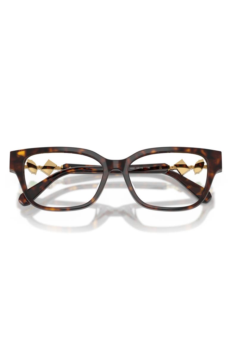 Swarovski 54mm Crystal Embellished Pillow Optical Glasses, Alternate, color, Havana / Demo Lens