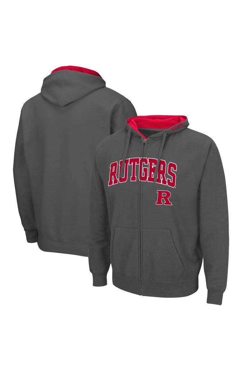 COLOSSEUM Men's Colosseum Charcoal Rutgers Scarlet Knights Arch & Logo 3.0 Full-Zip Hoodie, Main, color, Charcoal