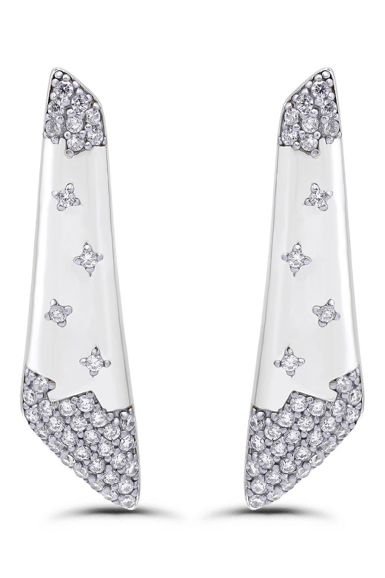 Cubic Zirconia Pav%C3%A9 Linear Earrings, Main, color, SILVER